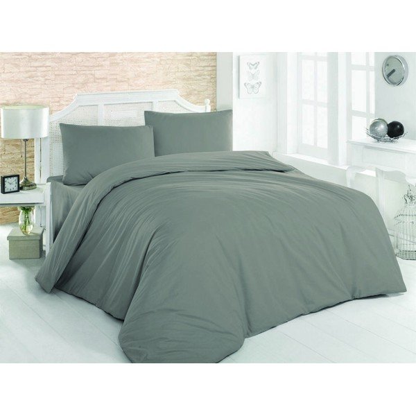 Biancheria da letto in cotone grigio scuro per letto matrimoniale 200x200 cm - Mijolnir-image-1