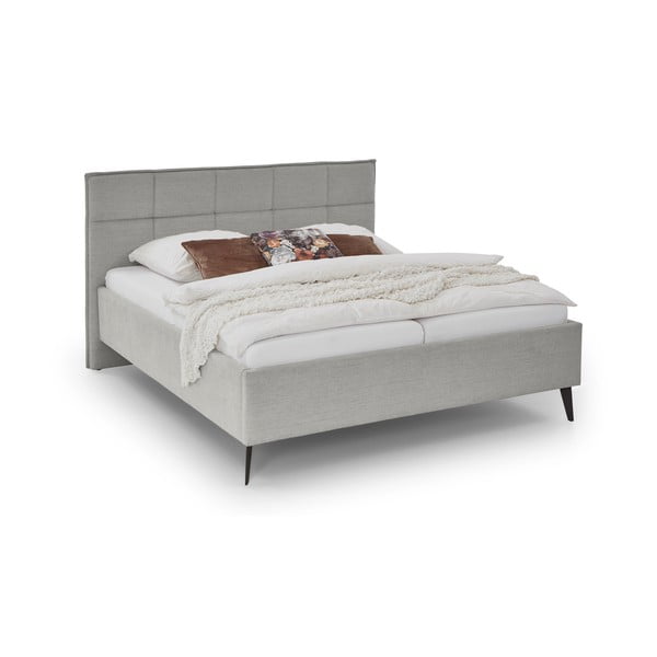Letto matrimoniale imbottito grigio chiaro rete non inclusa 180x200 cm Paulo – Meise Möbel-image-4