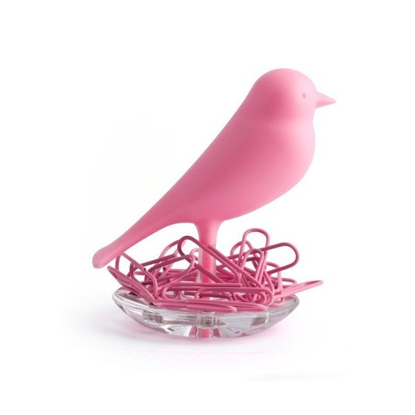 Růžová miska na svorky Qualy Nest Sparrow