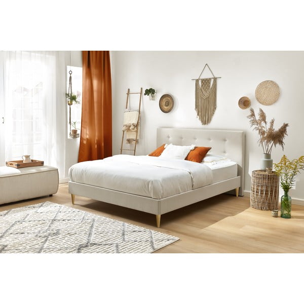 Letto matrimoniale imbottito beige con griglia 180x200 cm Rory - Bobochic Paris-image-4