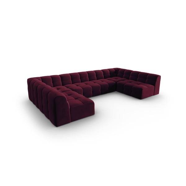Divano angolare in velluto bordeaux (a U) Kendal - Micadoni Home-image-3