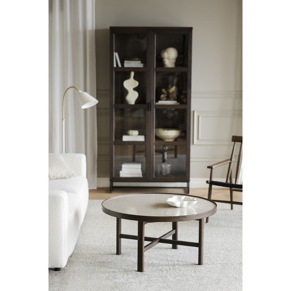 Tavolino rotondo marrone scuro con piano in ceramica 90x90 cm Marsden - Rowico-image-4