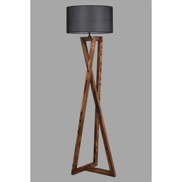 Lampada da terra nera/marrone con paralume in tessuto (altezza totale 149 cm) Maçka – Opviq lights-image-2