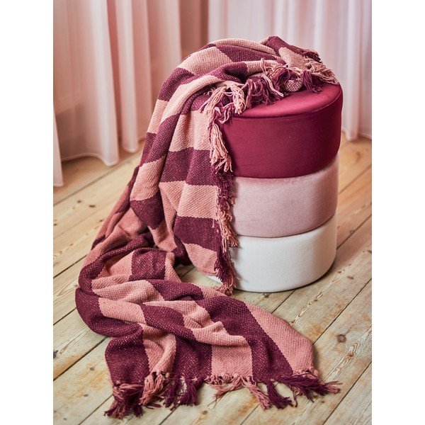 Coperta burgundy in cotone riciclato 130x160 cm Frello – Bloomingville-image-1