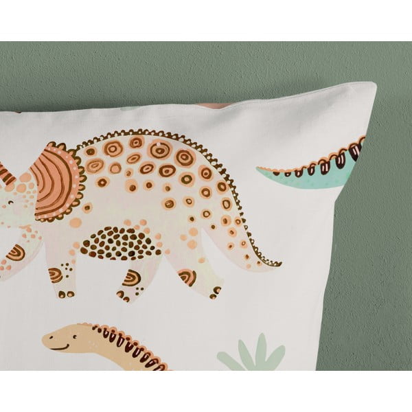 Set copripiumino e federa da bambini marrone/beige in cotone per letto singolo 140x200 cm Dino – Good Morning-image-3