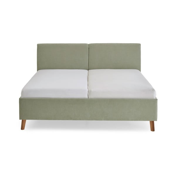 Letto matrimoniale imbottito verde chiaro con rete inclusa 160x200 cm Piano – Meise Möbel-image-4