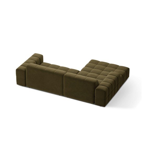 Divano angolare color kaki (con penisola a sinistra/con chaise lounge) con rivestimento in velluto Chicago – Cosmopolitan Design-image-2