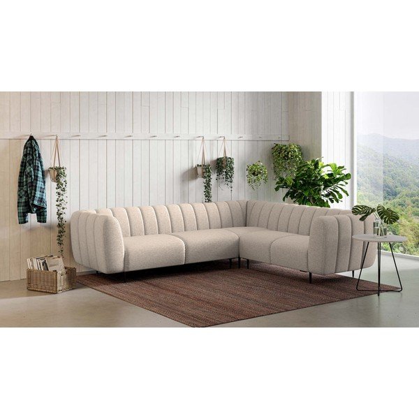 Divano angolare beige (con penisola a destra/a L) Shel – Ghado-image-1