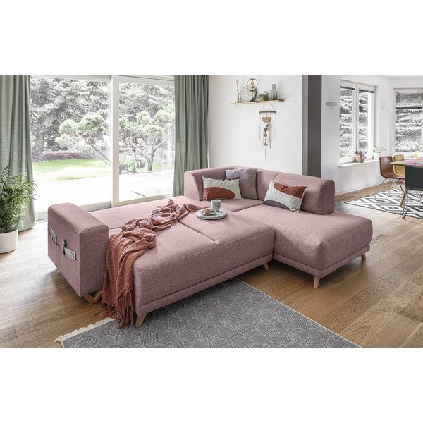 Divano angolare rosa allungabile e con contenitore (penisola a destra/a L) Classy Sophie – Miuform-image-4