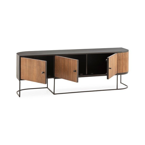 Mobile TV di colore naturale in mango massiccio 160x55x40 cm Curve – MOME-image-4