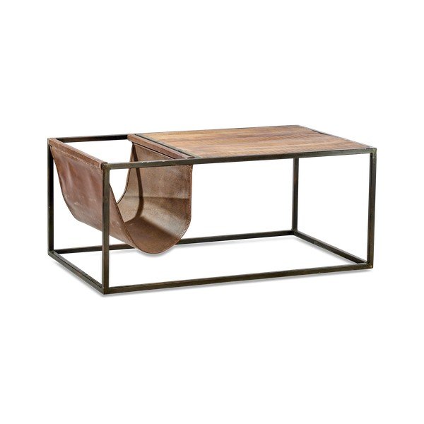 Tavolino in legno di mango e pelle Alera - Nkuku-image-2