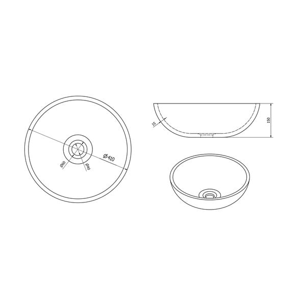 Lavabo rotondo blu/grigio in ceramica ø 41 cm Priori – Sapho-image-3