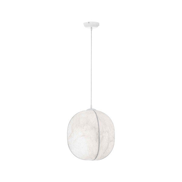 Lampadario bianco in metallo con paralume in tessuto ø 42 cm Pierida – Nova Luce