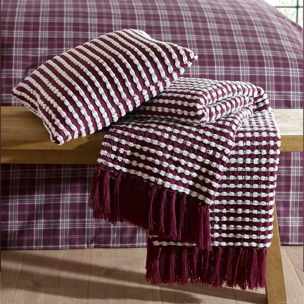 Coperta burgundy 125x150 cm Stab Stitch – Catherine Lansfield-image-4