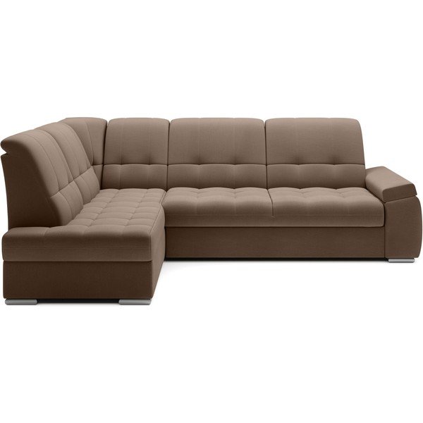 Divano angolare marrone allungabile/con contenitore (con penisola a sinistra/a L) e rivestimento in velluto Sado – ELTAP-image-2
