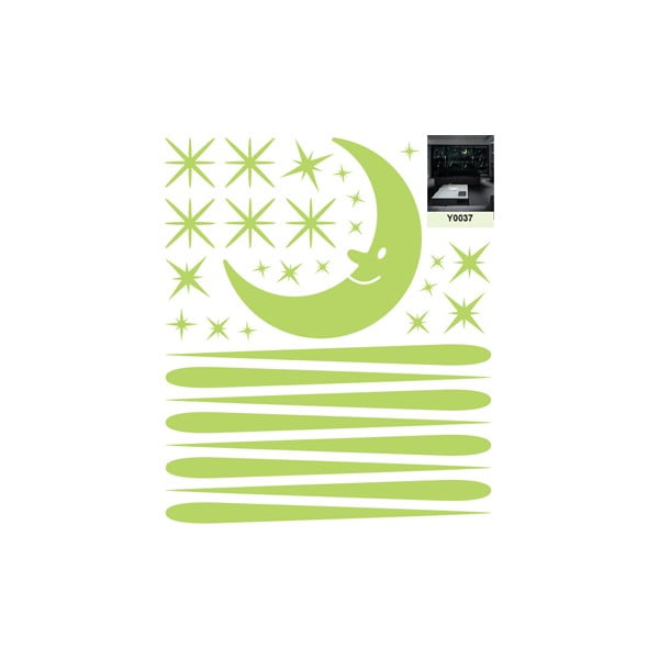 Adesivi murali Luna e stelle cadenti che brillano al buio - Ambiance-image-1