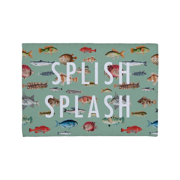 Tappeto da bagno verde in misto cotone, 40 x 60 cm Splish Splash - Really Nice Things