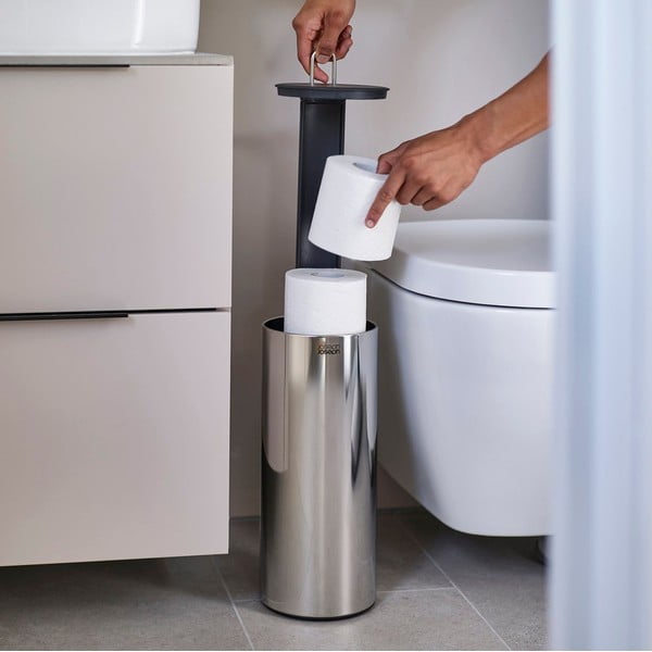 Porta carta igienica in metallo argentato Luxe - Joseph Joseph-image-1