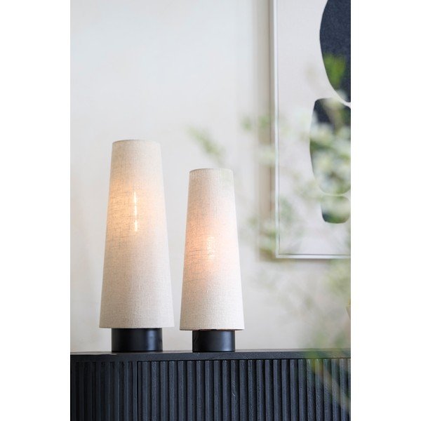 Lampada da tavolo beige in metallo con paralume in tessuto (altezza totale 42 cm) Howie – Light & Living-image-1