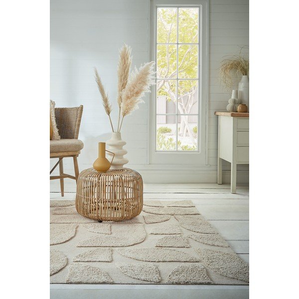 Tappeto in cotone intrecciato a mano color crema 80x150 cm Ada Arch Geo - Flair Rugs-image-1
