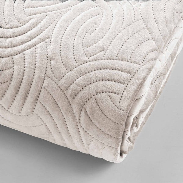 Set con copriletto e federa color crema in velluto 240x260 cm Solange – douceur d'intérieur-image-2