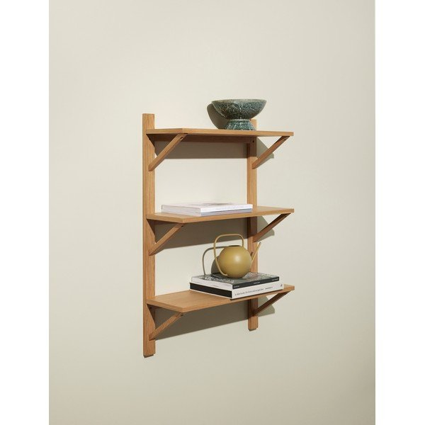 Mensola di colore naturale con effetto rovere con ripiani multipli 70 cm Triarch – Hübsch-image-1