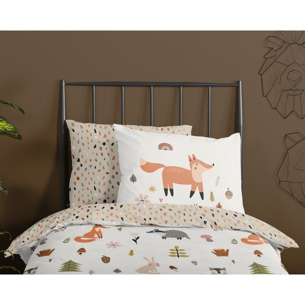 Set copripiumino e federa da bambini marrone/beige in cotone per letto singolo 140x200 cm United – Good Morning-image-2