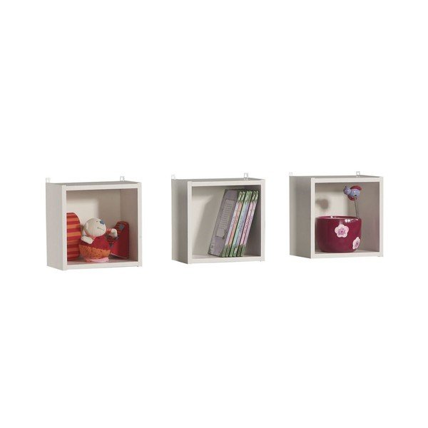 Set di 3 mensole da parete in pino massiccio color crema Hang - Pinio