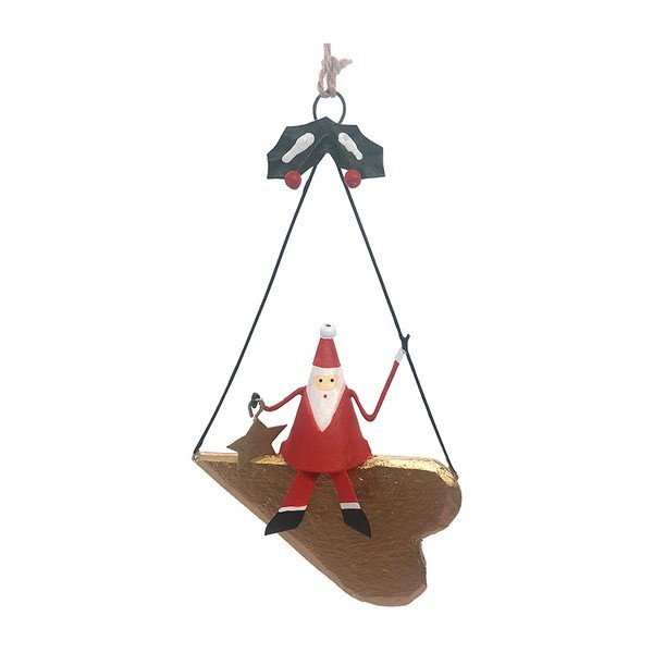 Decorazione natalizia appesa Santa on Wooden Heart - G-Bork