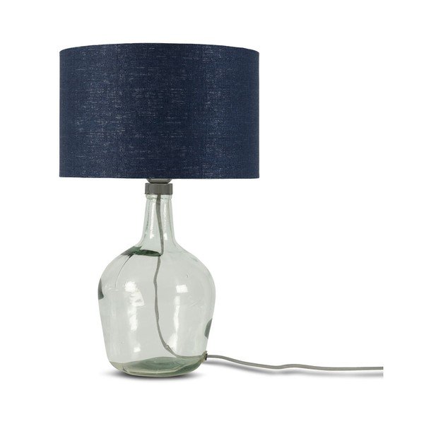 Lampada da tavolo con paralume blu scuro e struttura in vetro riciclato di Murano, ⌀ 30 cm - Good&Mojo