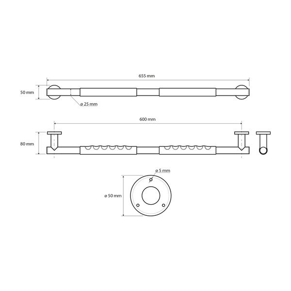 Maniglione da parete in acciaio inox 65,5 cm - Sapho-image-1