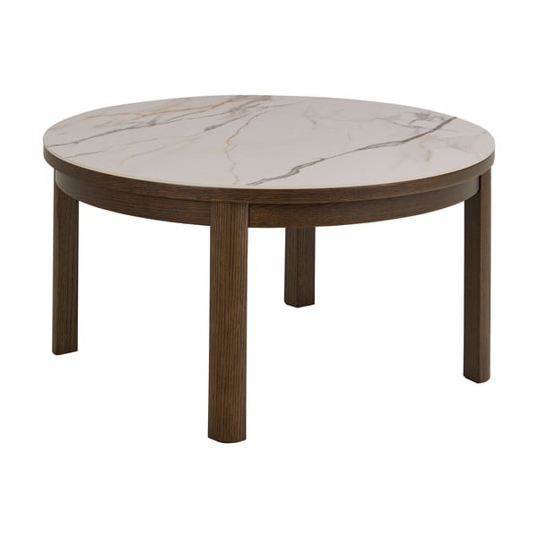 Tavolino da salotto rotondo beige/marrone scuro con piano in ceramica ø 90 cm Southampton – Actona