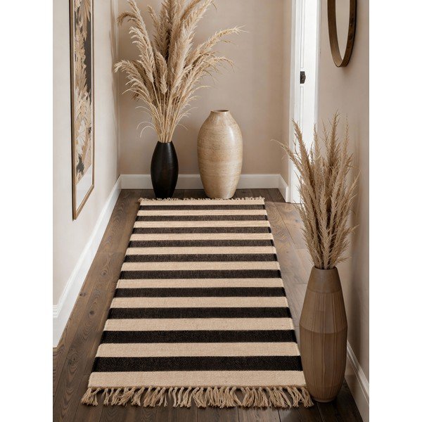 Passatoia nera/color crema in iuta reversibile/tessuta a mano 80x200 cm Playa – Hanse Home-image-1