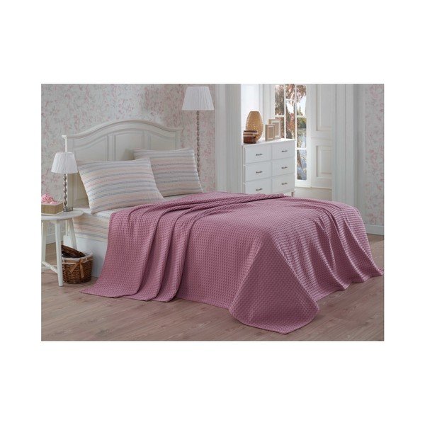 Set di copriletto singolo in cotone con lenzuolo e federe Rosso, 160 x 230 cm - Mijolnir