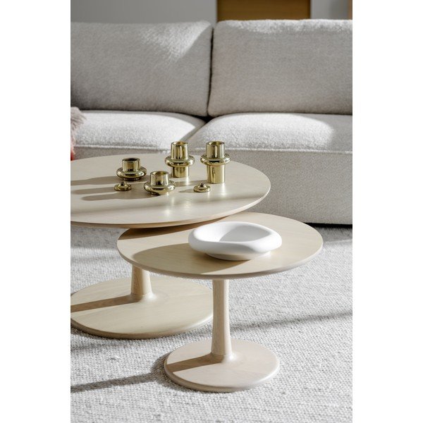 Tavolino rotondo in rovere decorato in colore naturale 90x90 cm Hobart - Rowico-image-1