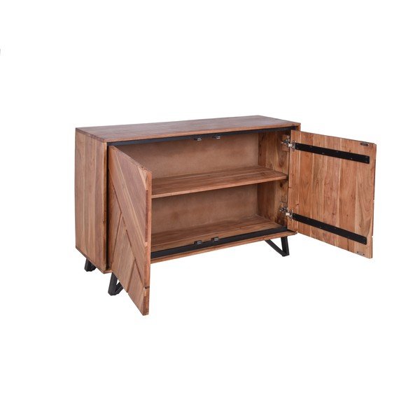 Armadietto di colore naturale in acacia massiccia 120x78x40 cm Ambala – Interia Home & Living-image-3