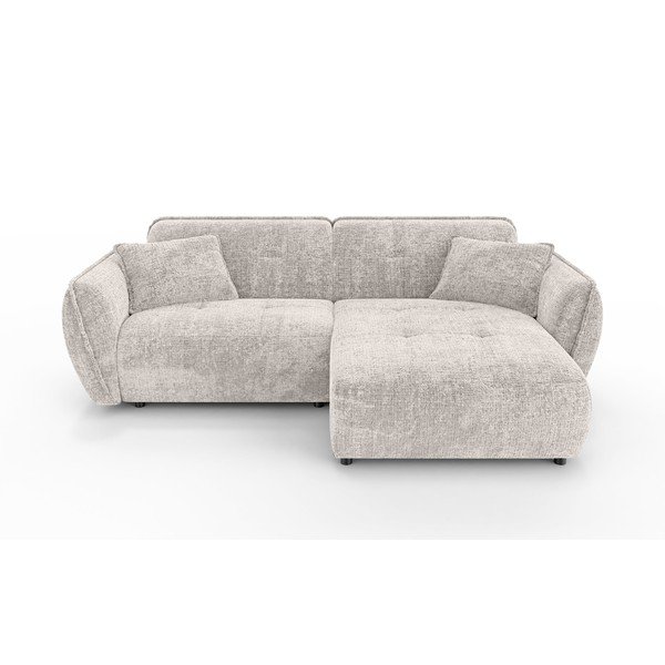 Divano angolare beige (con penisola a destra/con chaise lounge) con rivestimento in ciniglia Nelia – Ropez