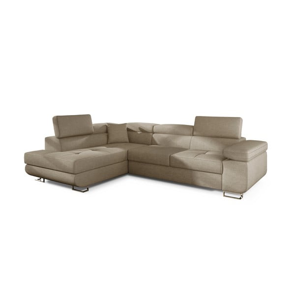 Divano angolare beige allungabile/con contenitore (con penisola a sinistra/a L) Anton – ELTAP-image-2