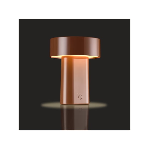 Lampada da tavolo LED marrone cognac in plastica (altezza totale 18 cm) Oblong – Zone-image-2