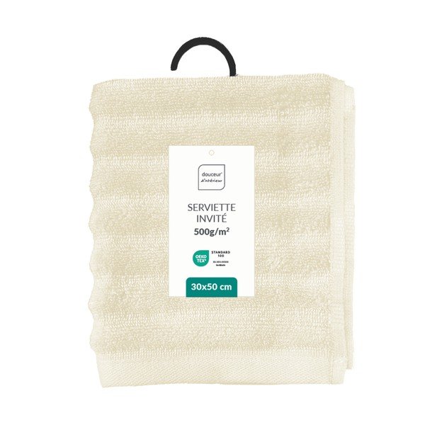 Asciugamano tipo terry color crema in cotone 30x50 cm Maya – douceur d'intérieur-image-4