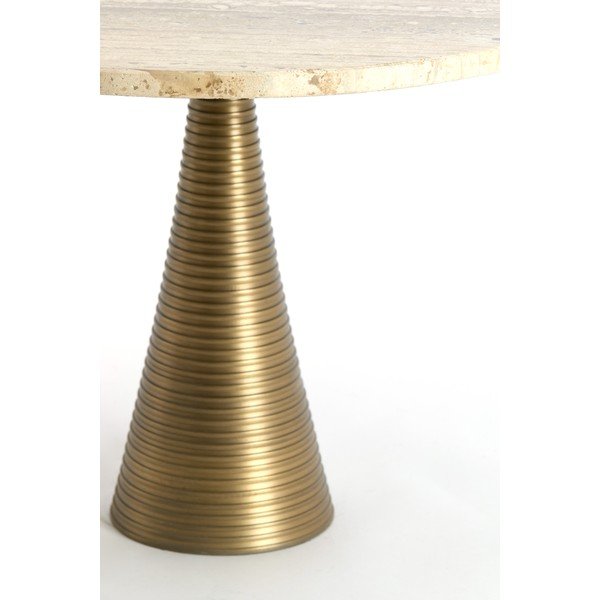 Tavolino da salotto rotondo color bronzo/colore naturale chiaro con piano in pietra ø 50 cm Bahia – Light & Living-image-3