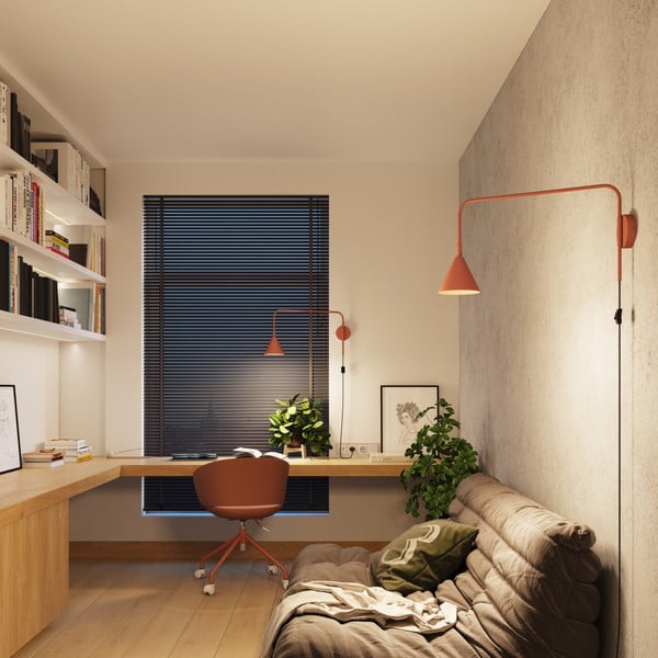 Lampada da parete color terracotta con alimentazione a corrente Zylo – Sollux-image-3