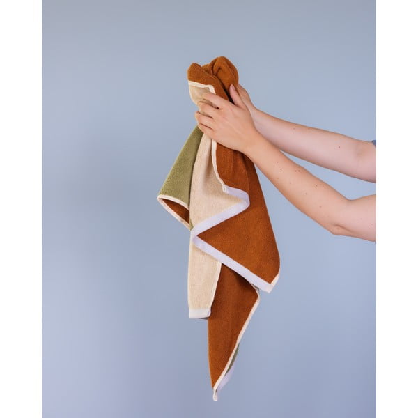 Asciugamano marrone in spugna di cotone 50x100 cm Block - Hübsch-image-2