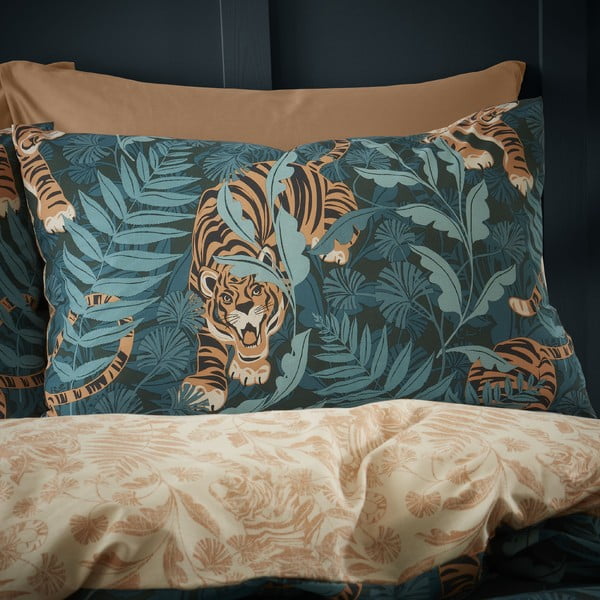 Set copripiumino e federa verde e marrone per letto matrimoniale e per letto esteso 230x220 cm Tropic Tiger Leaf – Catherine Lansfield-image-3