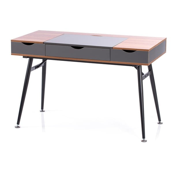 Tavolo da lavoro con piano in legno di noce 60x120 cm Faryn - Homede