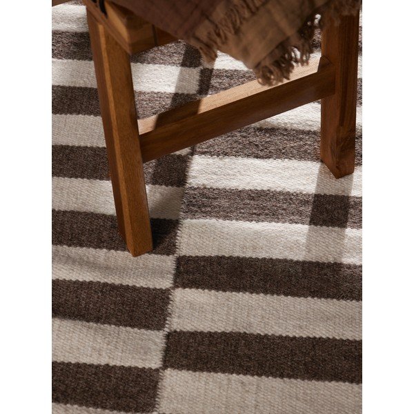 Passatoia bianca/marrone in lana reversibile/tessuta a mano 80x200 cm Vika – Hanse Home-image-2