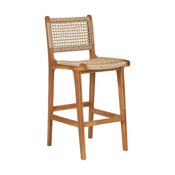 Sgabello da bar di colore naturale in teak massiccio (altezza della seduta 60 cm) Derby – House Nordic