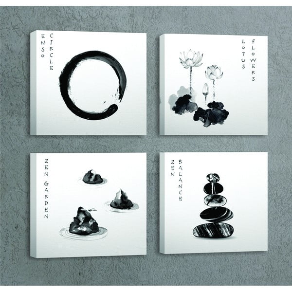 Quadri in set di 4 pezzi 30x30 cm Japanese Zen - Wallity-image-1