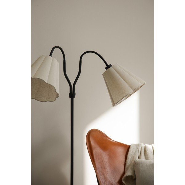 Lampada da terra nera/beige in lino con struttura flessibile (altezza totale 149 cm) Veya – Markslöjd-image-1