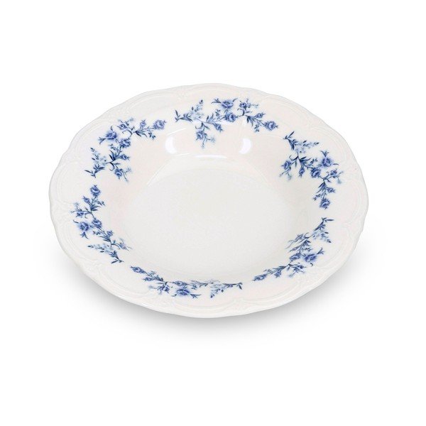 Piatto fondo bianco/blu in porcellana ø 23,5 cm Retro – BonBistro